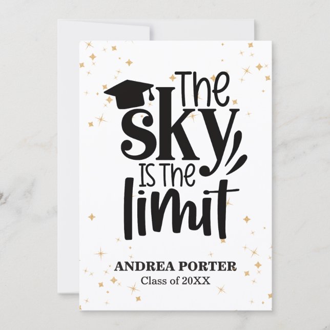 Gold and Black The Sky Is The Limit Party Inbjudningar (Framsida)