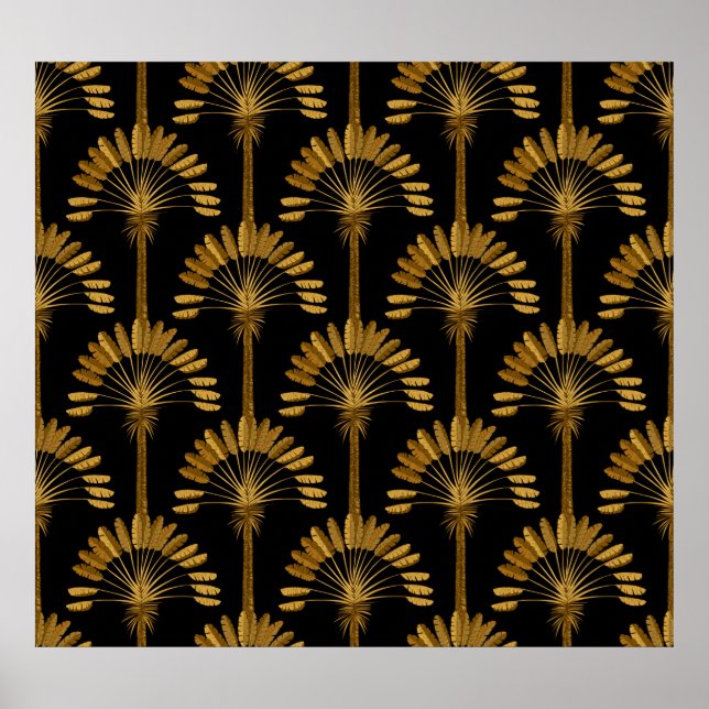Gold and black Wallpaper with floral pattern in th Poster (Framsidan)