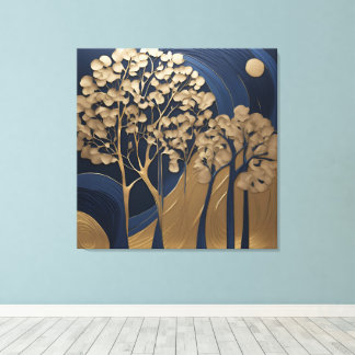 Gold and blue shades AI art  Canvastryck