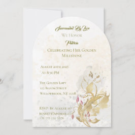 Gold and Blush Floral 50th Birthday Invitation  Inbjudningar