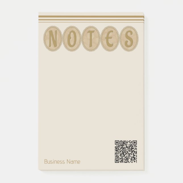 Gold And Cream Fancy Business Circle Notepad Post-it Block (Framsida)