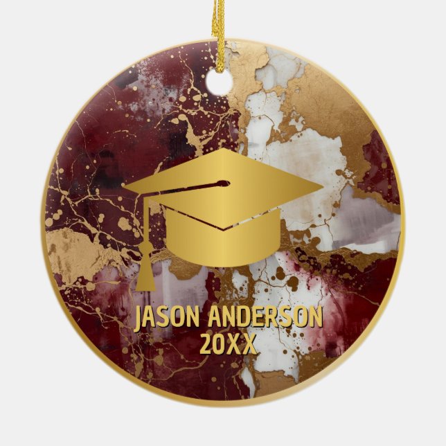 Gold and Maroon Custom Graduation Ornament (Baksidan)