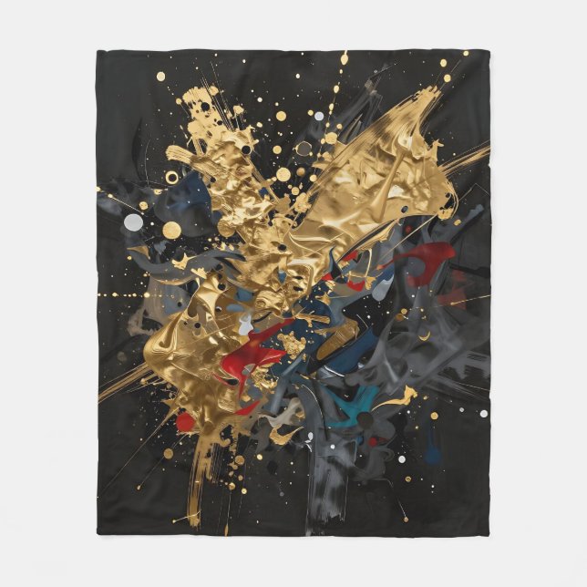 Gold And Navy Abstract Splash Modern Luxury Art Fleecefilt (Framsidan)