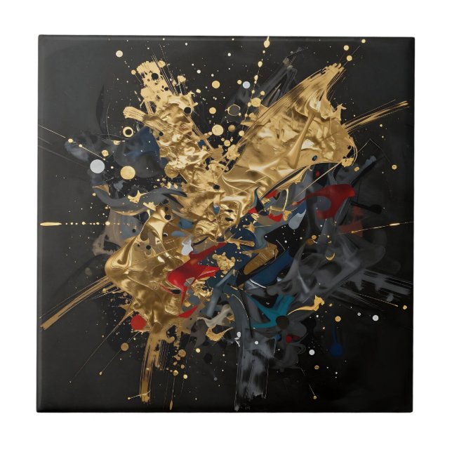 Gold And Navy Abstract Splash Modern Luxury Art Kakelplatta (Framsidan)