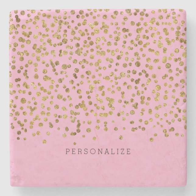 Gold and Pink Glam Confetti Stenunderlägg (Framsidan)