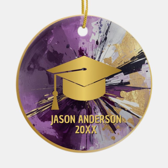 Gold and Purple Custom Graduation Ornament (Framsidan)