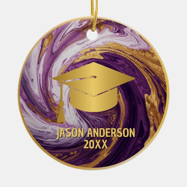 Gold and Purple Custom Graduation Ornament (Framsidan)