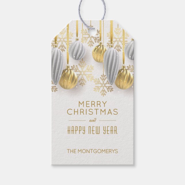 Gold and Silver Christmas Ornaments  Presentetikett (Framsidan)