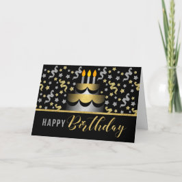 Gold and Silver Faux Glitter on Black with Cake Kort