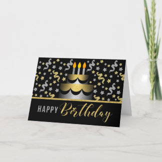 Gold and Silver Faux Glitter on Black with Cake Kort