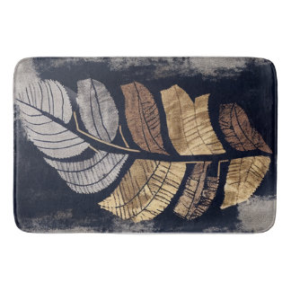Gold and Silver Metallic Leaves Elegant Botanical Badrumsmatta