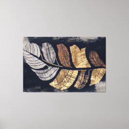 Gold and Silver Metallic Leaves Elegant Botanical  Canvastryck