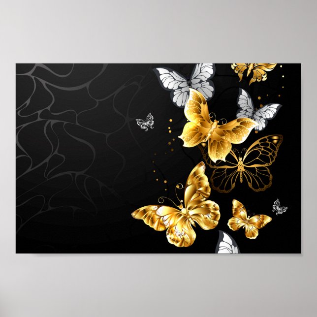 Gold and white butterflies poster (Framsidan)