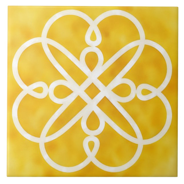 Gold and White Celtic Design Decorative Tile Kakelplatta (Framsidan)