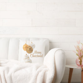 Gold and White Christmas Balls Custom Text Kudde