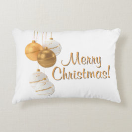 Gold and White Christmas Balls Custom Text Prydnadskudde