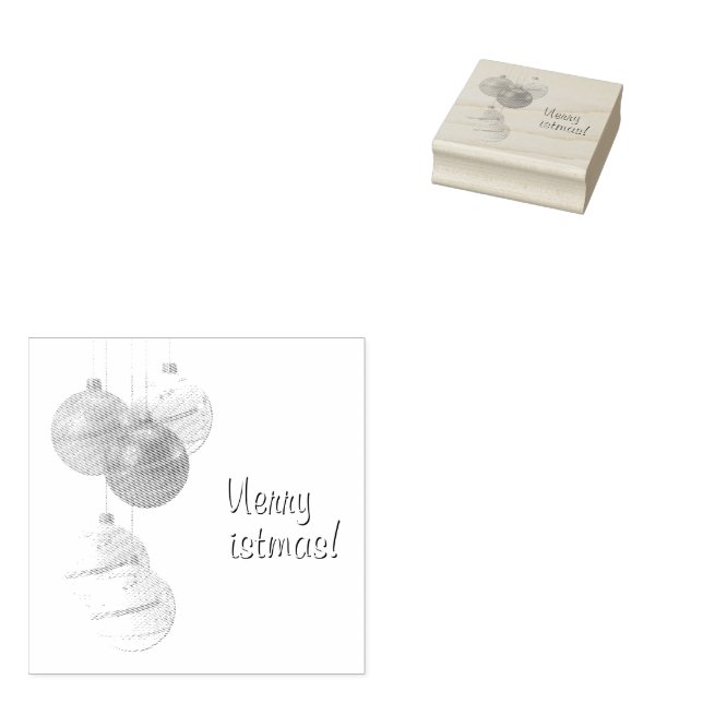 Gold and White Christmas Balls Custom Text Stämpel (Stämplad)