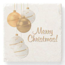 Gold and White Christmas Balls Custom Text