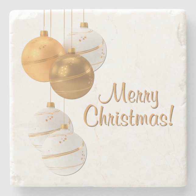 Gold and White Christmas Balls Custom Text Stenunderlägg (Framsidan)