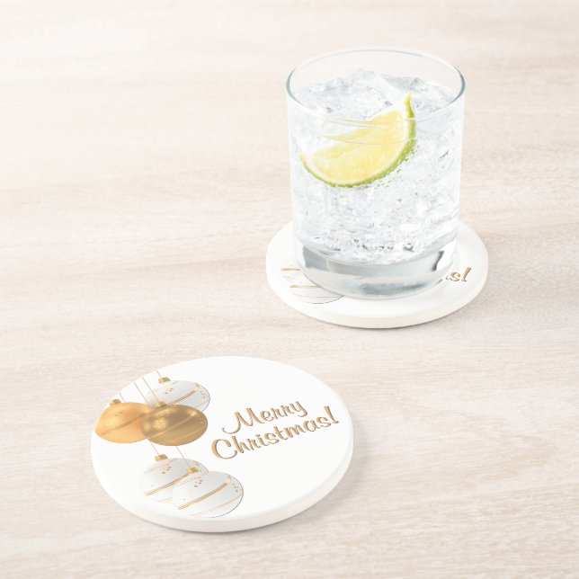 Gold and White Christmas Balls Custom Text Underlägg (Sidan)