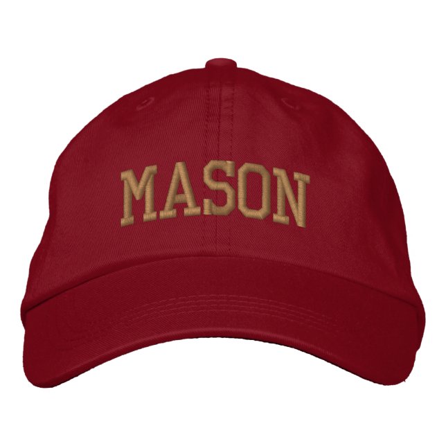 Gold Athletic Block Monogram Custom Name Broderad Keps (Framsida)