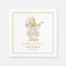 Gold Baby Carriage Shower Napkin Pappersservett