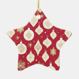 Gold Bauble Design red background Julgransprydnad Keramik