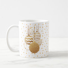 Gold baubles and stars on a white background kaffemugg