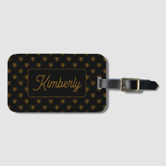 Gold Bee Custom Name Monogram Design Bagagebricka