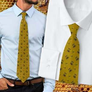 Gold Bees Patterned Neck Tie Slips