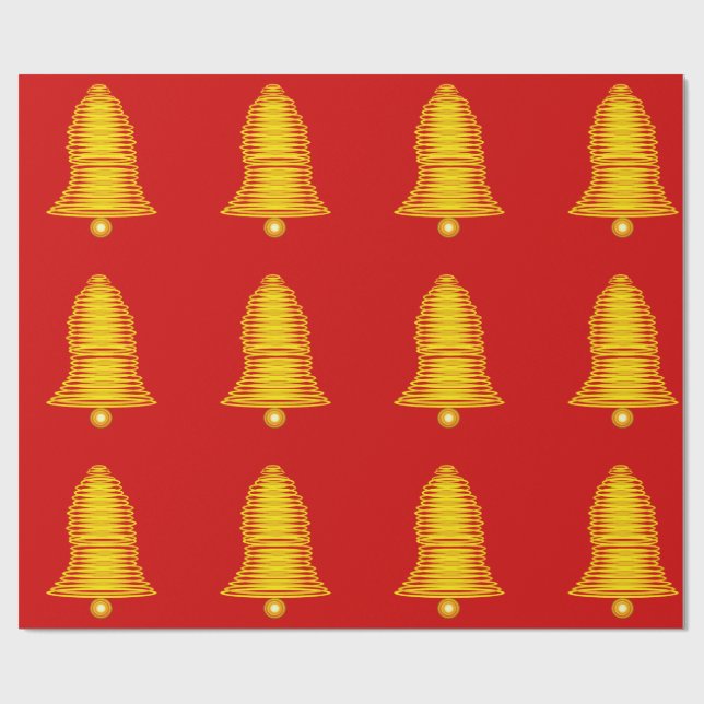 Gold Bells on Red Wrapping Paper Presentpapper (Platt)