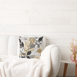 Gold, Black and Grey Leaf Vine Design Kudde