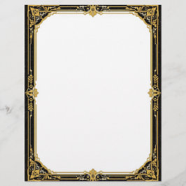 Gold Black and White Art Deco Stationery Paper Brevhuvud