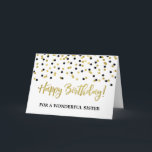 Gold Black Confetti Sister Birthday Card Kort<br><div class="desc">Birthday card for sister with gold and black modern confetti pattern.</div>