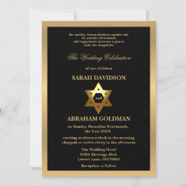 Gold Black Formal Traditional Jewish Wedding Invit Inbjudningar
