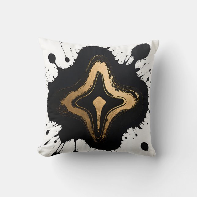 Gold Black Marble Fluid Abstract Luxury Kudde (Framsida)