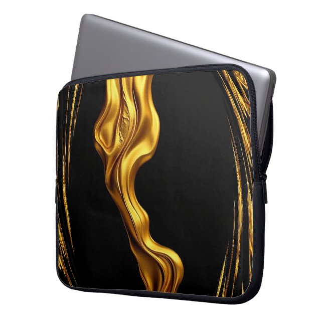 Gold Black Monochrome Christian Achempong Swirl  Laptop Fodral (Framsidan Vänster)