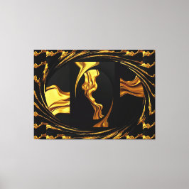 Gold Black Monochrome - Opulent Swirl Liquid Gold  Canvastryck