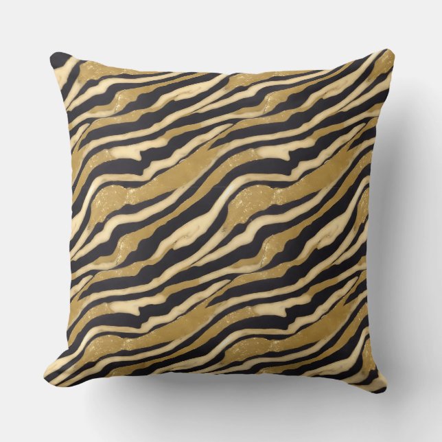 Gold Black Pattern Kudde (Framsida)