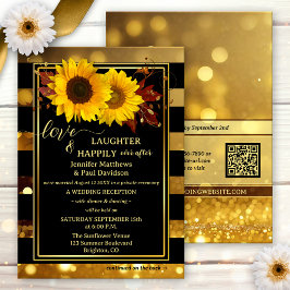 Gold Black Sunflower Happily Ever After Wedding Inbjudningar