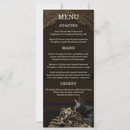 Gold Black Venetian Gothic Masquerade Elegant Menu Inbjudningar