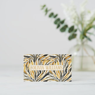 Gold Black Zebra Print Pattern Visitkort