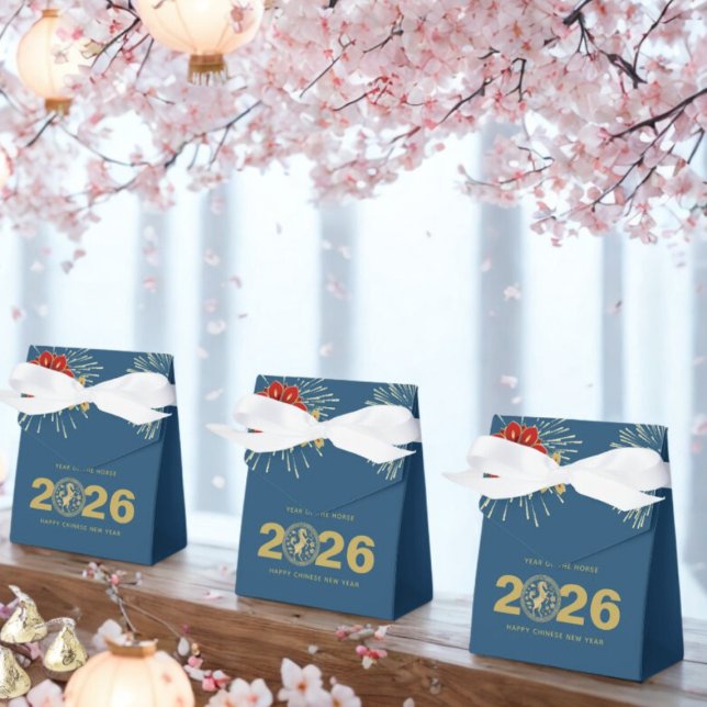 Gold Blue Chinese New Year of the Horse Presentaskar (Skapare uppladdad)