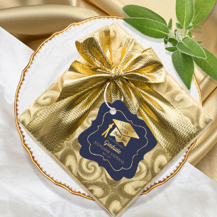 Gold Blue Grad Cap Class of 2023 Thank You Gåvor Etiketter