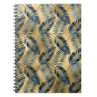 Gold Blue Palm Leaf Journal  Anteckningsbok