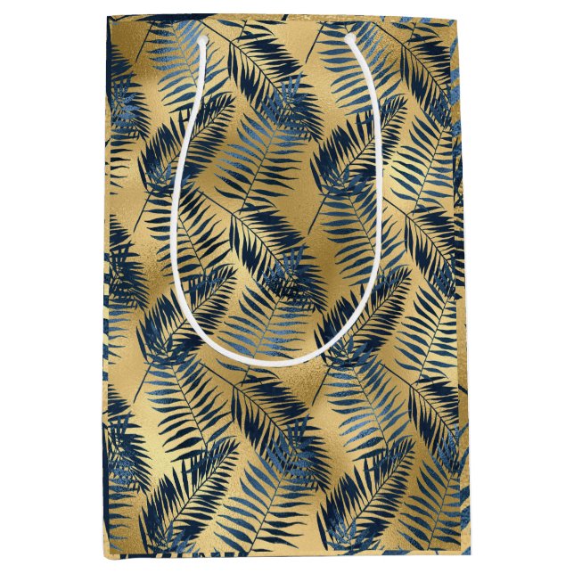 Gold Blue Palm Leaf Wrapping Paper  (Framsidan)