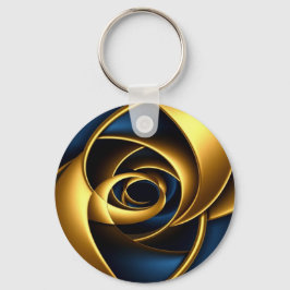 gold blue spiral abstract vortex pattern luxury ge nyckelring