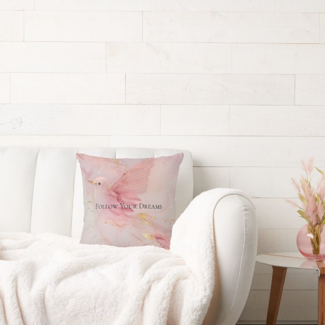 Gold Blush Pink Birds Baby Shower Kudde (Soffa)