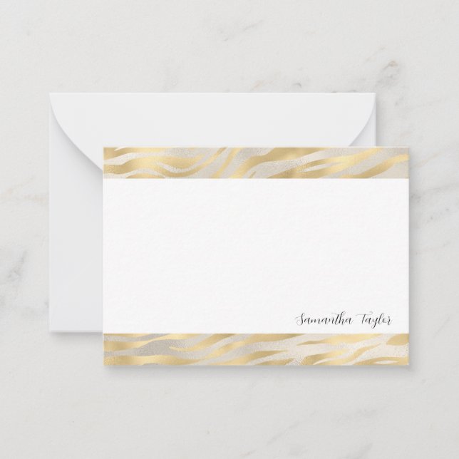 Gold Borders Script  Personalized Flat Note Cards Anteckningskort (Framsida)