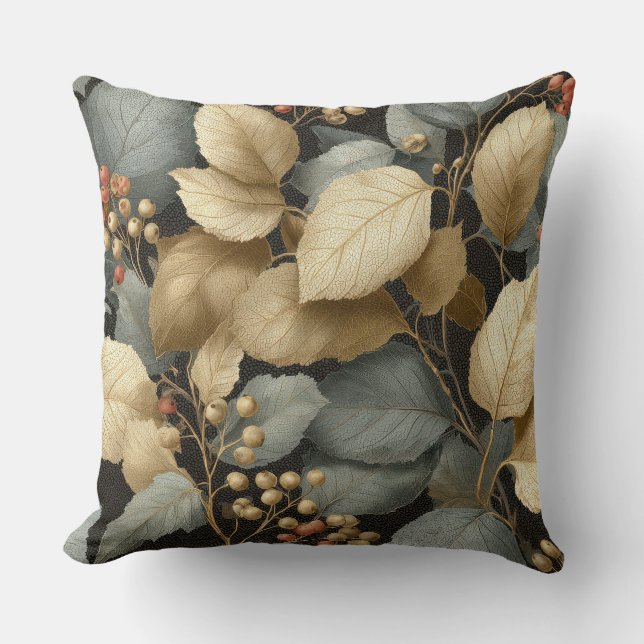 Gold Botanical Leaf Throw Pillow Kudde (Framsida)